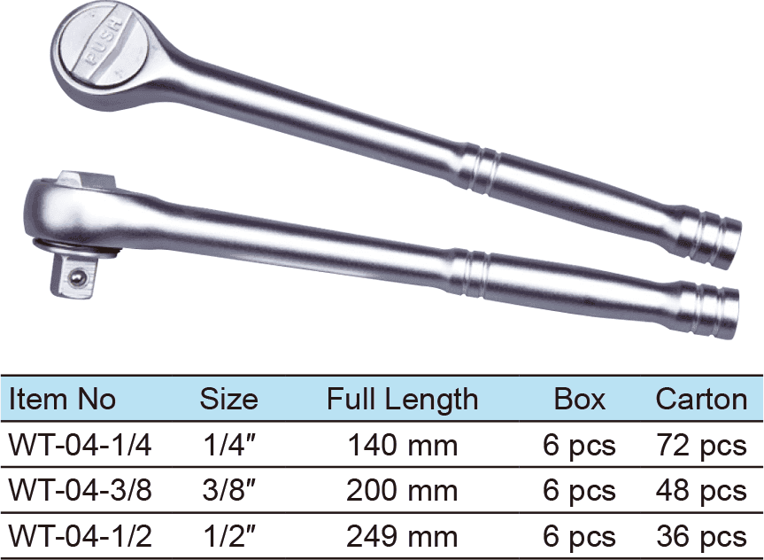 Ratchet Wrench With Quick Release, Round Handle, 1/4″ 43 Teeth, 3/8″ 41 Teeth, 1/2″ 45 Teeth(圖1)