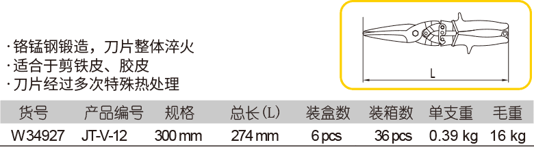 長(zhǎng)直頭多功能航空剪(圖1)